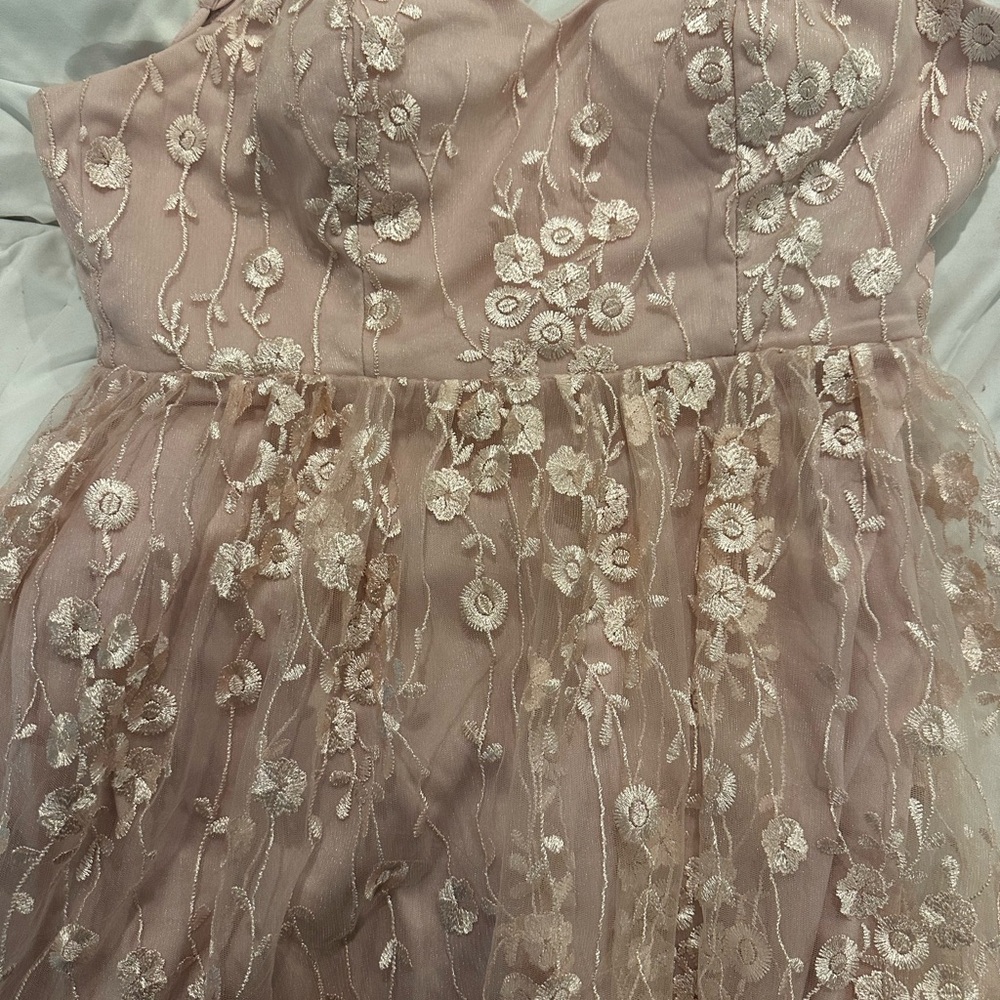 SHEIN Elegant Pink Floral Kids Dress